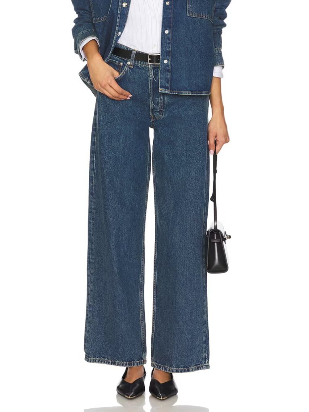 Anine Bing Manon Jeans in Sea Blue, Size 24